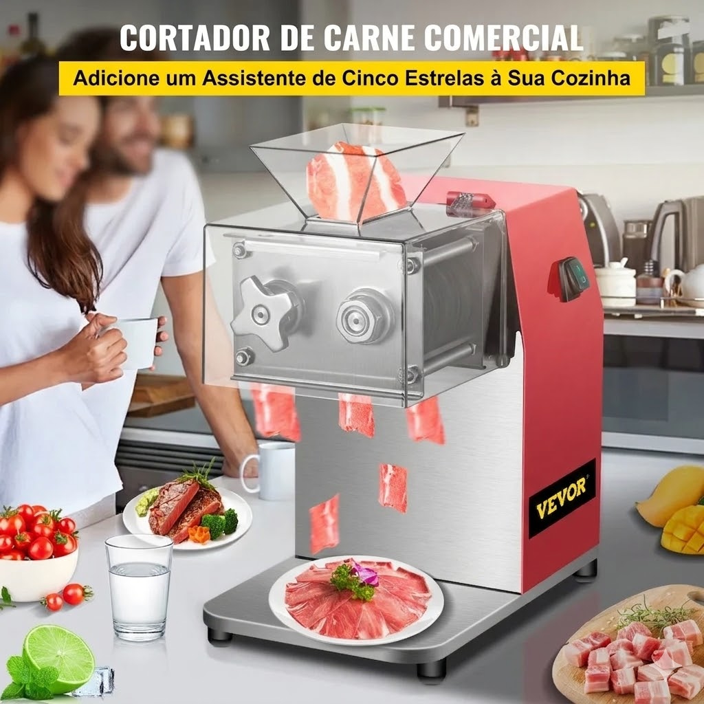 VEVOR Cortador de Carne Comercial em uso na cozinha